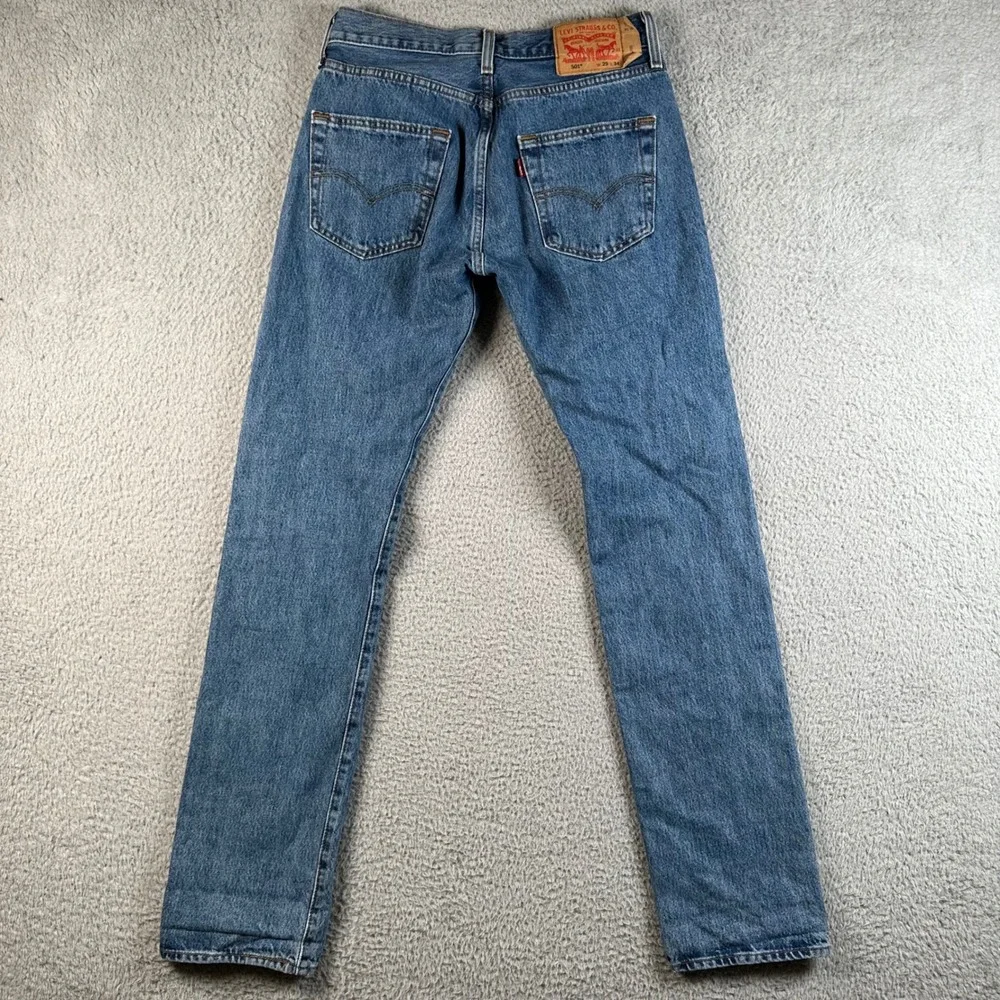 Levis 501 Original Fit Mens Blue Straight Leg Denim Jeans W29 L34 Medium Wash